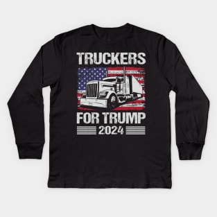 Truckers For Trump 2024 Kids Long Sleeve T-Shirt